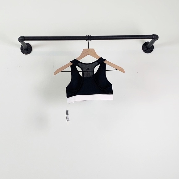 NWT Adidas Girls Climacool Don’t Rest Mesh Logo Sports Bra In Black/White - Picture 7 of 7